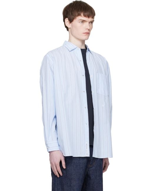 Nanamica Regular Collar Stripe Wind Shirt in Black for Men | Lyst UK