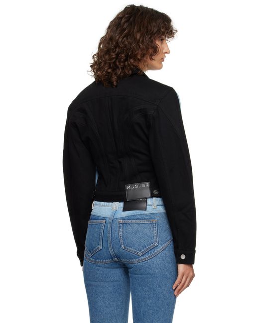 Mugler Blue Bi-Color Denim Jacket