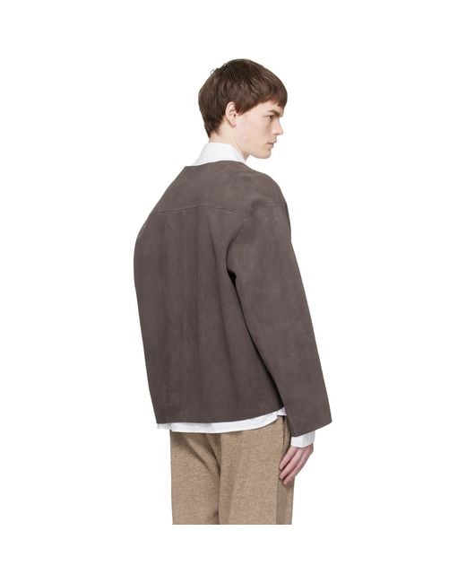 Entire studios Black Taupe Minimal Suede Jacket for men