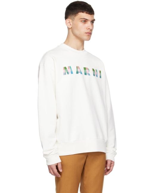 Marni White Off- Printed Sweatshirt for men