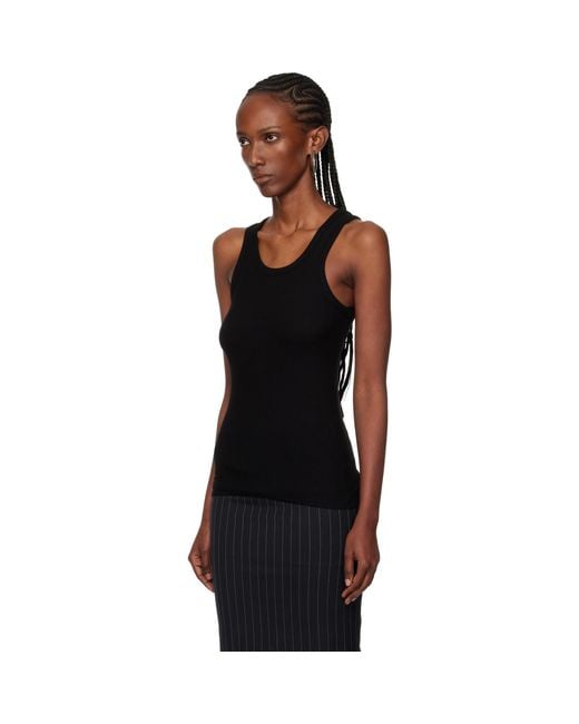 Mugler Black Ribbed Tank Top