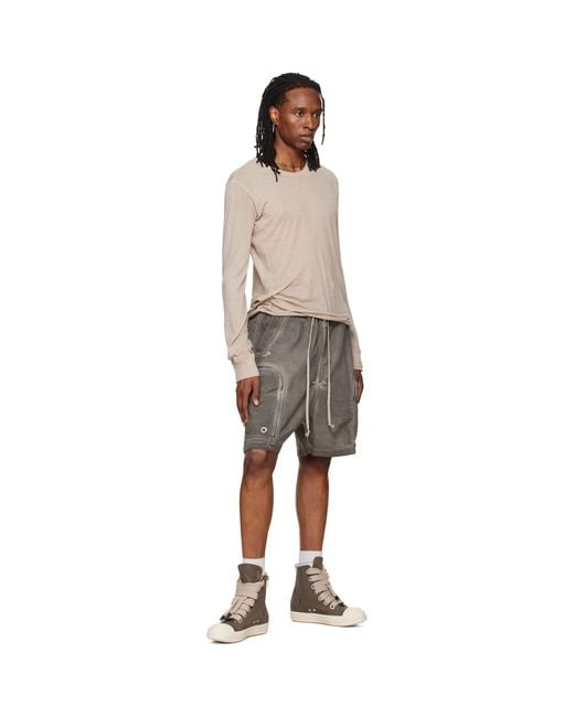 Rick Owens Gray Tower Bauhaus Denim Shorts for men