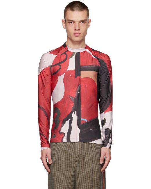 BETHANY WILLIAMS Red Graphic Long Sleeve T-shirt for men