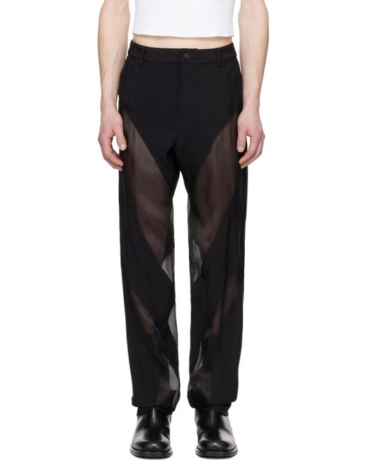 Mugler Black Semi-sheer Trousers for men