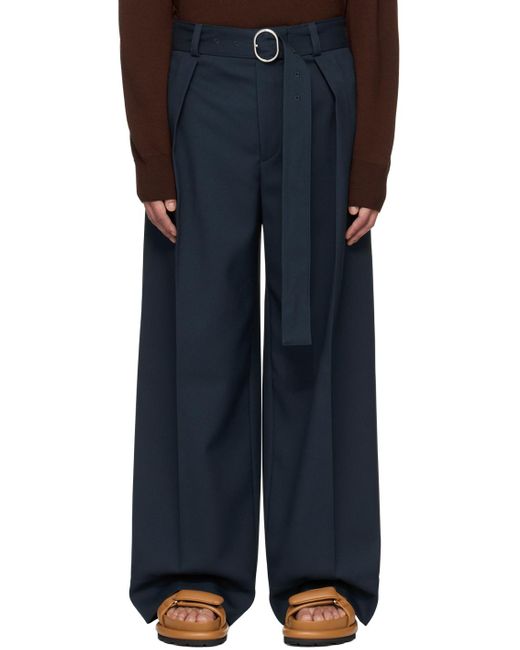 Jil Sander Blue Belted Trousers for men