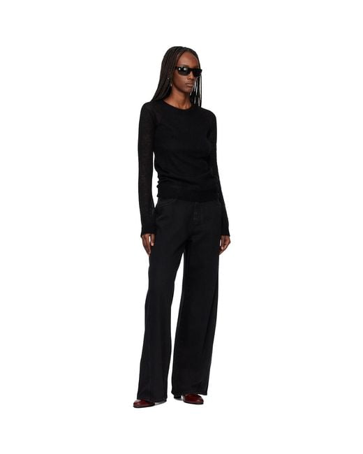 TONYWACK Black Wide-Leg Cotton Work Trousers
