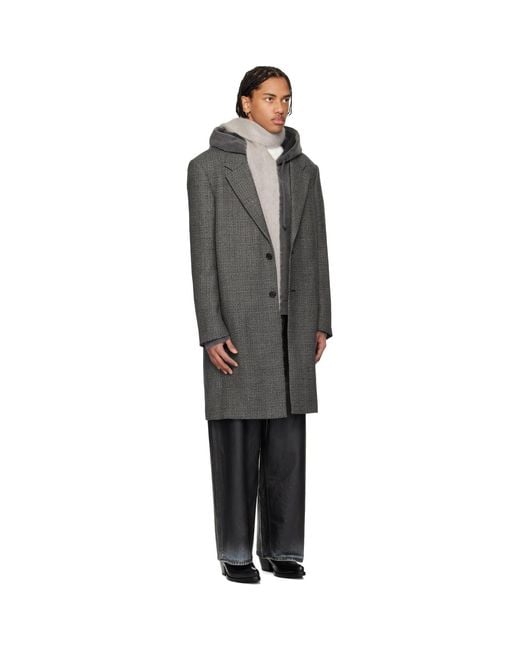 Acne Black Single-Breasted Wool Coat for men