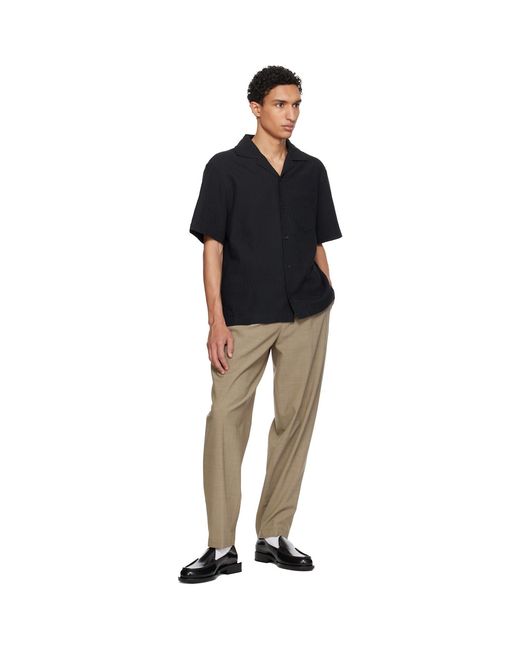 HUGO Black Oversized-Fit Structured Cotton Shirt for men