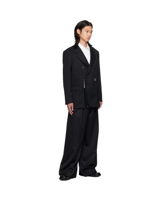 Simone Rocha Black Double Breasted Hem Slice Blazer for men
