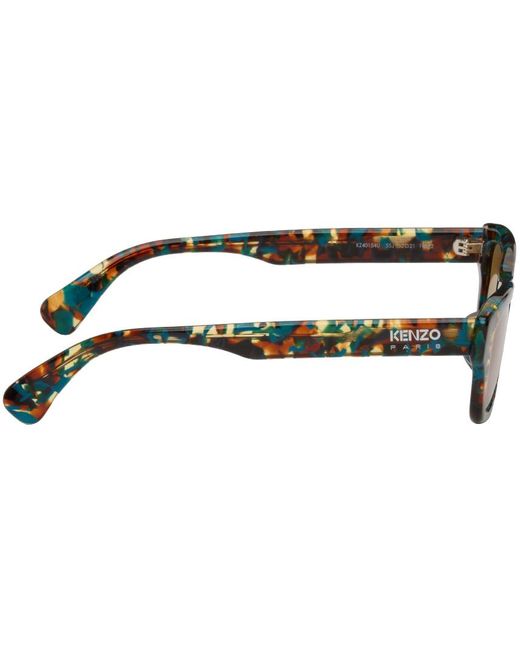 KENZO Black Tortoiseshell Rectangular Sunglasses for men