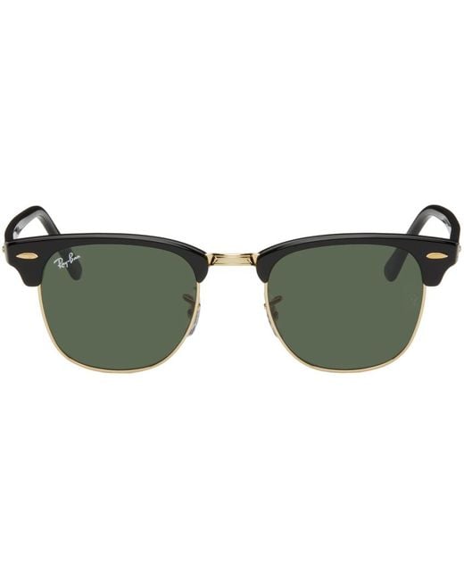 Ray-Ban Green Black & Gold Clubmaster Classic Sunglasses for men