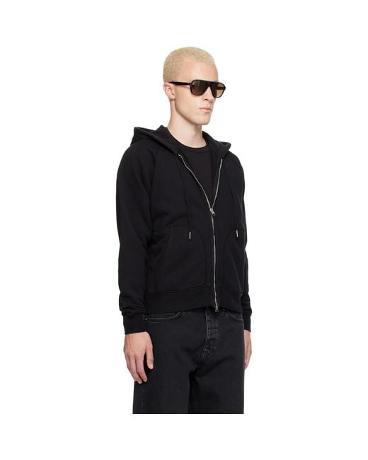 Tom Ford Black Cotton Sweat Zip Hoodie for men