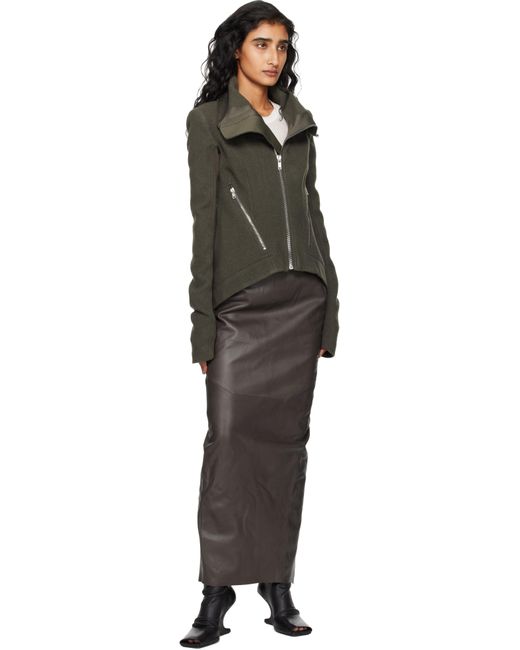 Rick Owens グレー Concordians Dirt Pillar レザー マキシスカート Black