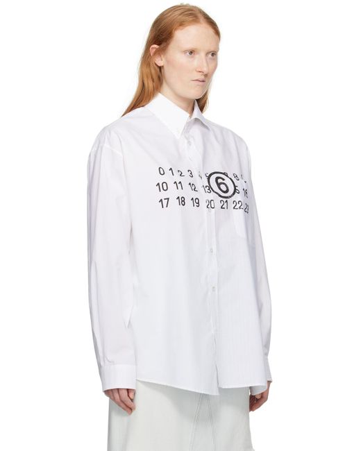 MM6 by Maison Martin Margiela White & Gray Asymmetrical Shirt
