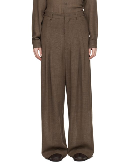 Pantalon Brun En Serge De Laine À Taille Haute SOSHIOTSUKI pour homme en coloris Brown