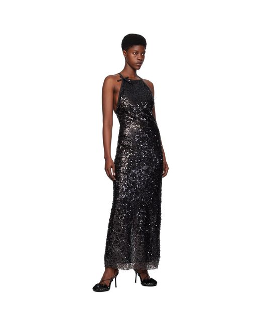 MSGM Black Sequin Maxi Dress