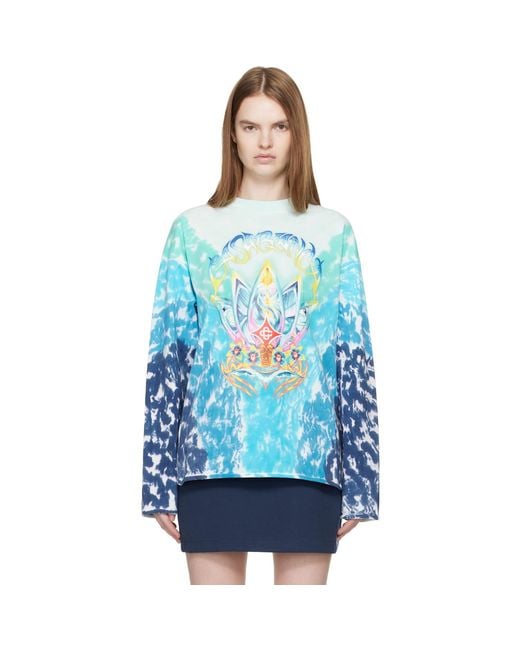 Casablanca Blue Surf Lotus Tie Dye Long Sleeve T-shirt