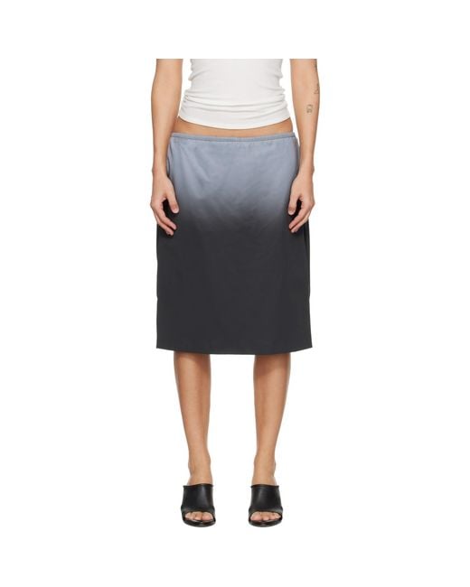Alexander Wang Black Reflective Mid-Rise Midi Skirt
