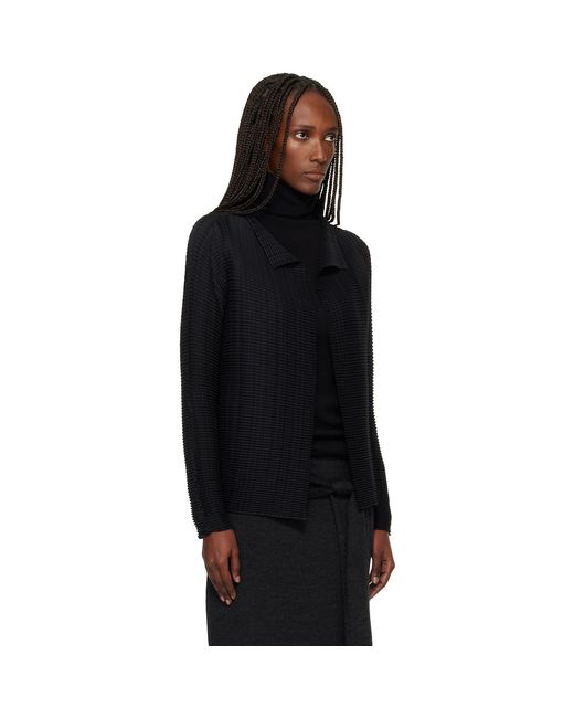 Issey Miyake Black Wooly Pleats Cardigan