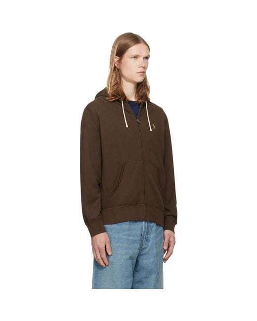 Polo Ralph Lauren Brown Fleece Full-Zip Hoodie for men