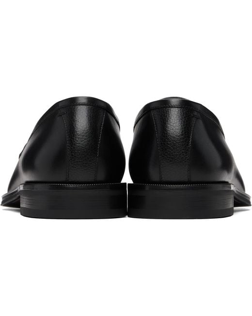 Boss Black Plain Penny Trim Leather Loafers for men