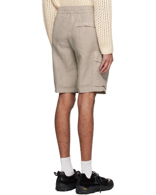メンズ Stone Island グレー Diagonal リネン カーゴショートパンツ Natural