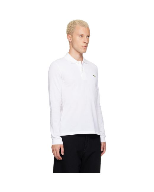 Lacoste White Classic Fit Long Sleeve L.12.12 Polo for men