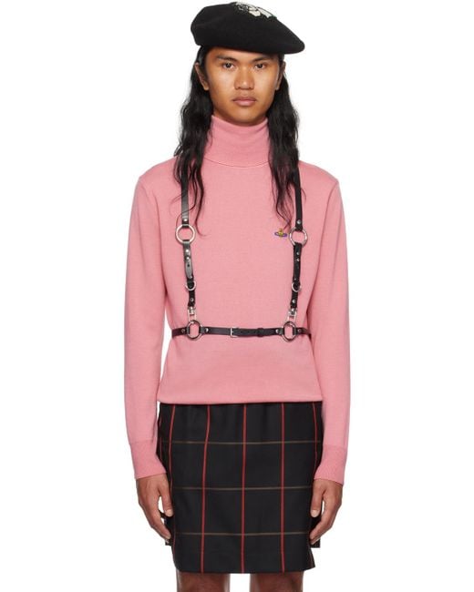 Vivienne Westwood Black Studs Harness Suspenders in Pink for
