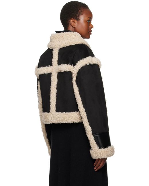 Stand Studio Black Off- Edith Faux-shearling Jacket