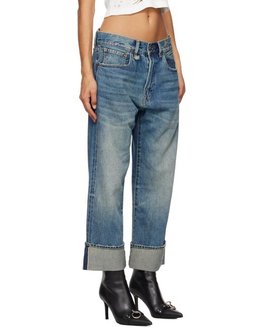 R13 Blue Cuffed X-boyfriend Jeans