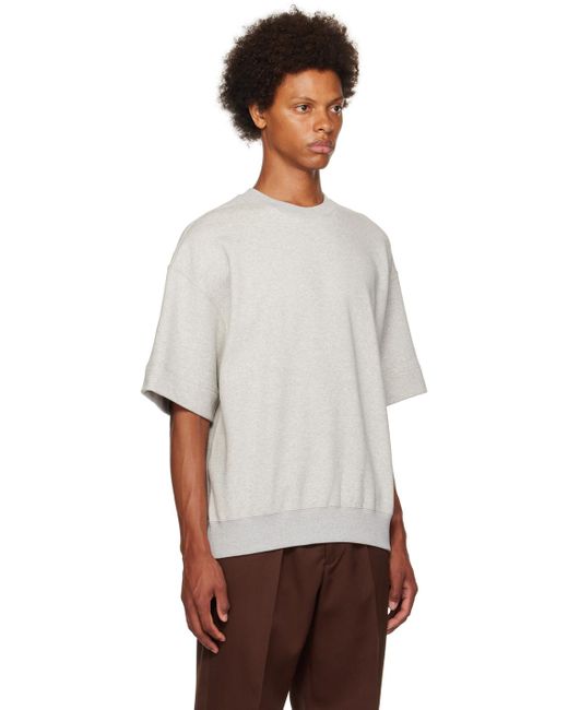 Jil Sander White Gray Raglan Sleeve Sweatshirt for men