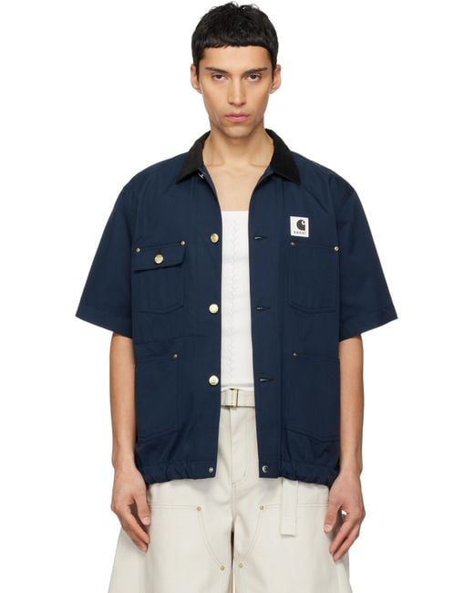 Sacai Carhartt Wip Edition Duck Shirt in Blue for Men | Lyst Sacai Carhartt Wip Edition Duck Shirt in Blue for Men | Lyst