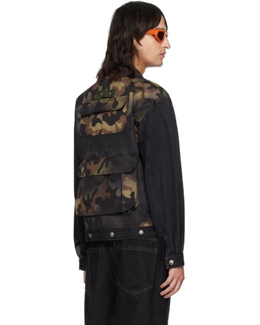 ANDERSSON BELL Black Camouflage Denim Jacket for men