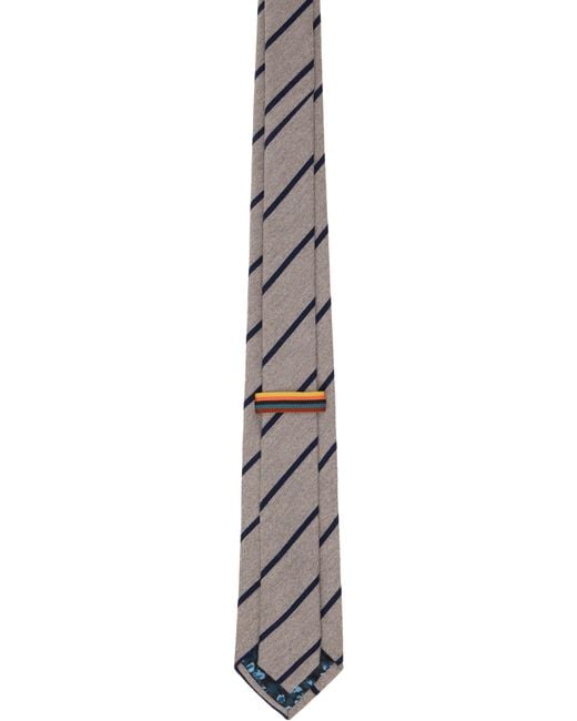 Paul Smith Black Wool-Silk Spaced Stripe Tie for men