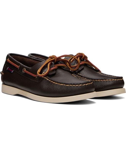 Sebago Brown Portland Martellato Boat Shoes for men