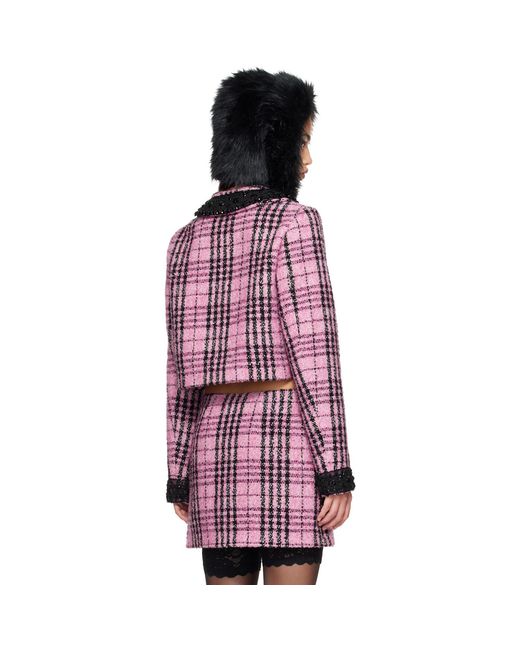 Anna Sui Red Plaid Beaded Jacket