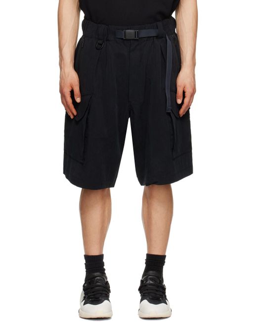 Y-3 Black Crinkle Shorts for men