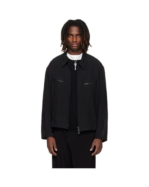 Yohji Yamamoto Black Zip Blouson Jacket for men