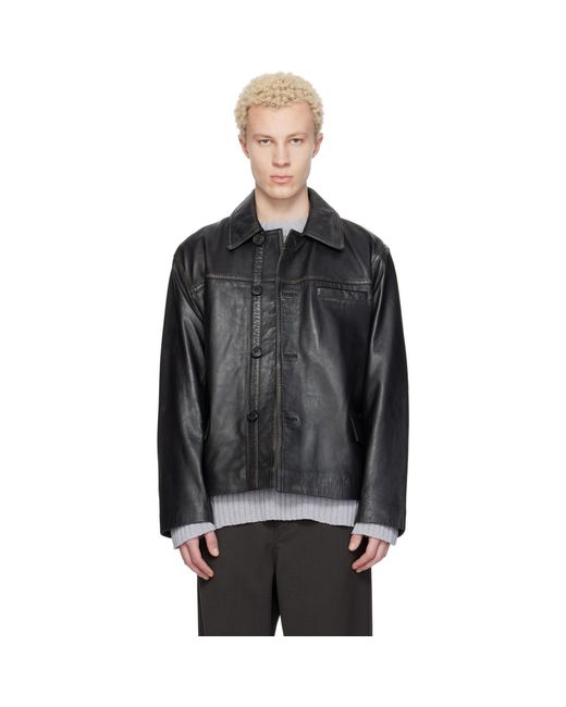 Hope Black Boxy Leather Jacket for men