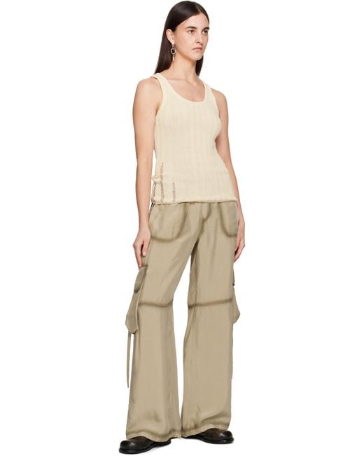 Acne トープ サテン カーゴパンツ Natural