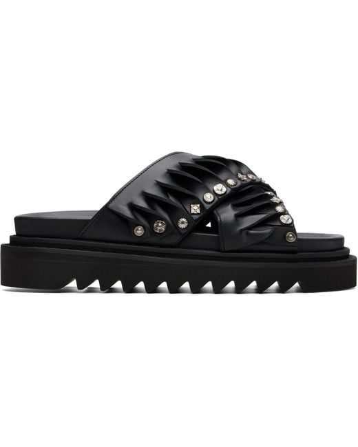 Toga Virilis Black Leather Sandals for men