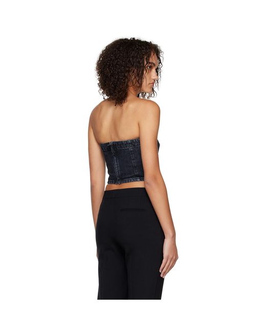 Stella McCartney Black Navy Washed Denim Bustier