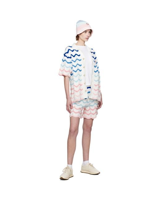 Casablanca Multicolor Gradient Wave Crochet Shorts