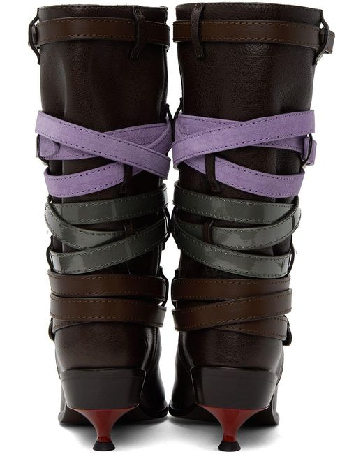 Kiko Kostadinov Brown Quad Belt Boots in Black | Lyst