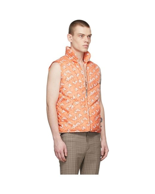 ERL Orange Polyester Down Vest for men