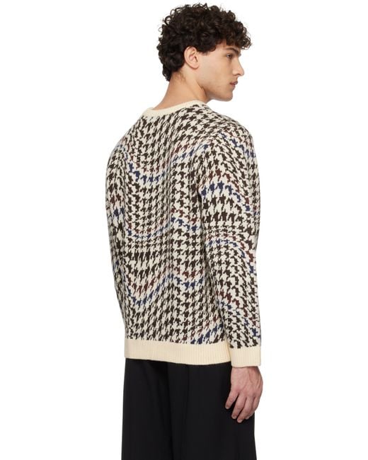 Dime Black Off- Houndstooth Knit Sweater for men