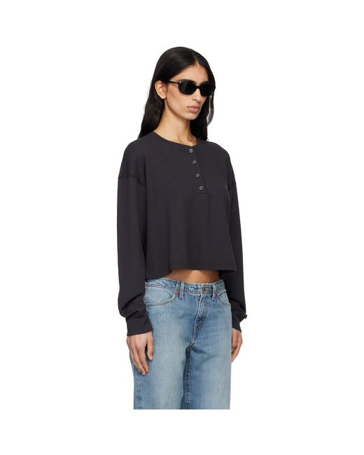 Re/done Black Hanes Edition Waffle Boxy Henley