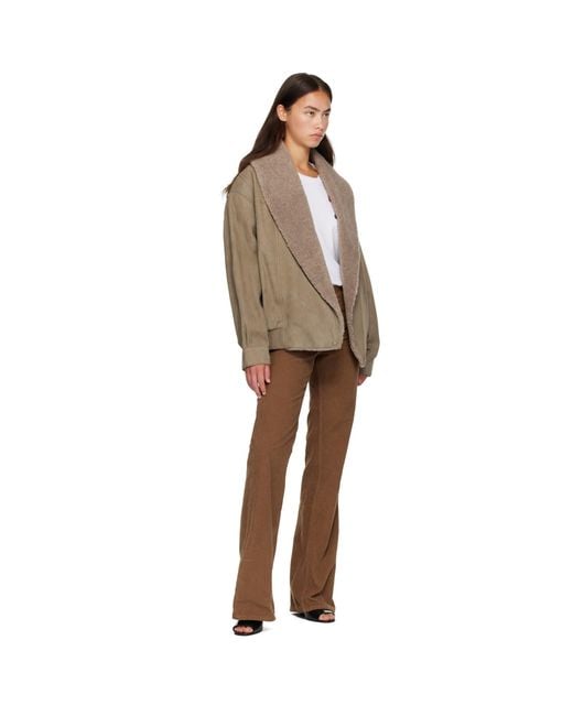 Stella McCartney Brown Vegan Suede Plush-Trimmed Jacket