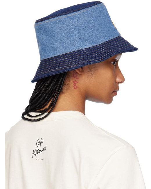 Chapeau bob bleu en denim Maison Kitsuné en coloris Blue