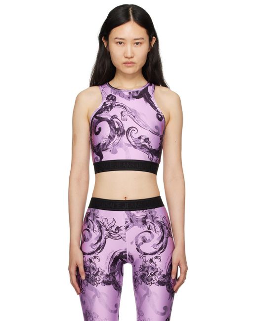 Débardeur mauve à image à logo imprimée Versace en coloris Purple